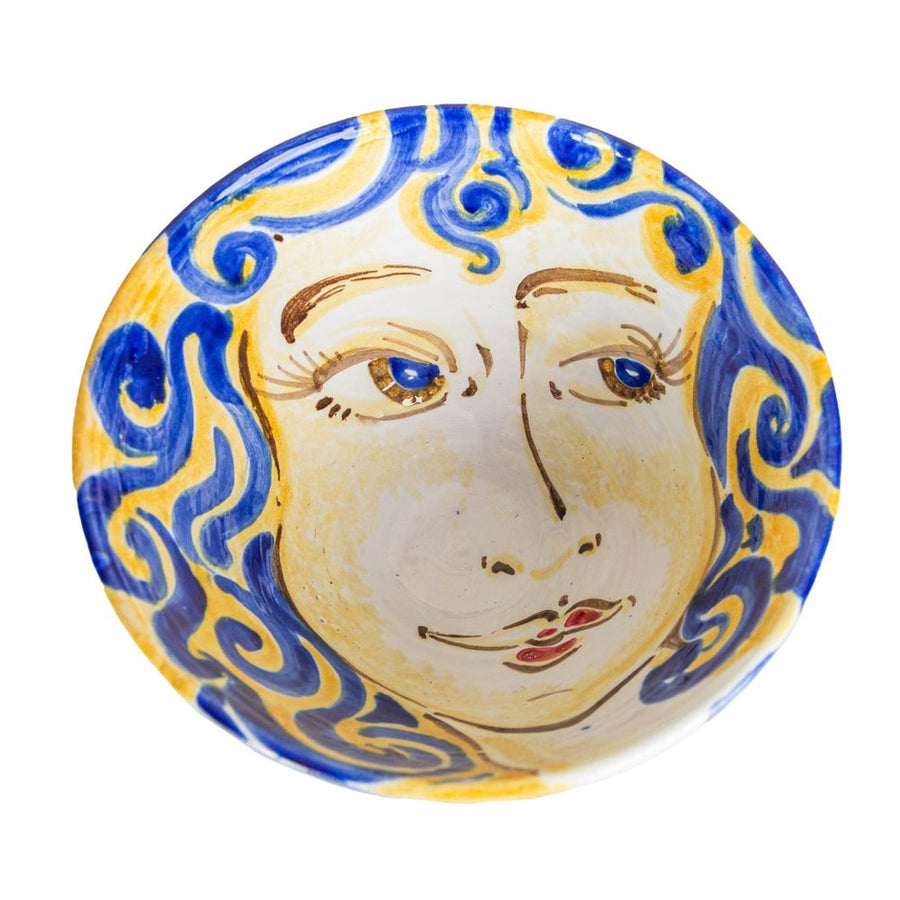 Bowls Portrait Bowl, Large, Blue/ Yellow Face