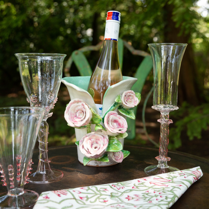 Vases Medium White Vase with Pink Roses