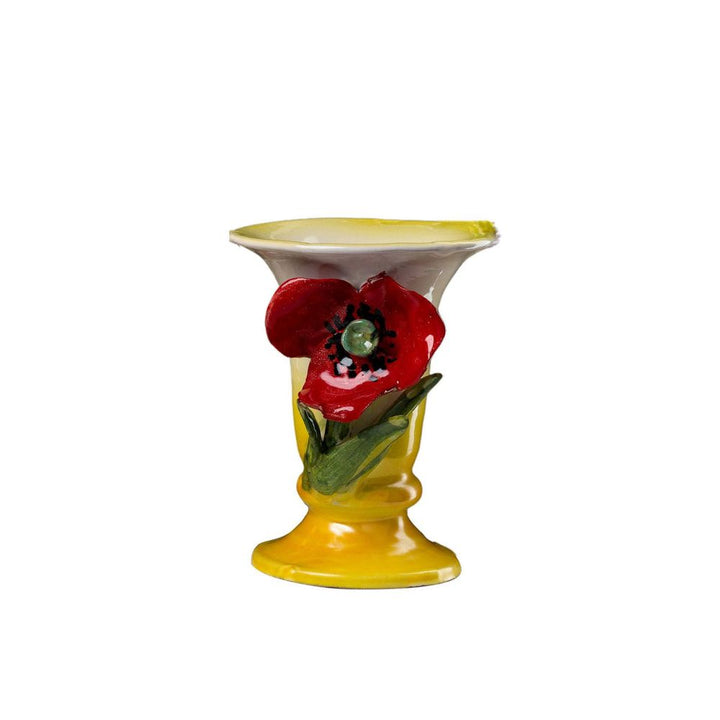 Vases Vase, Small White with Red Poppy Flower