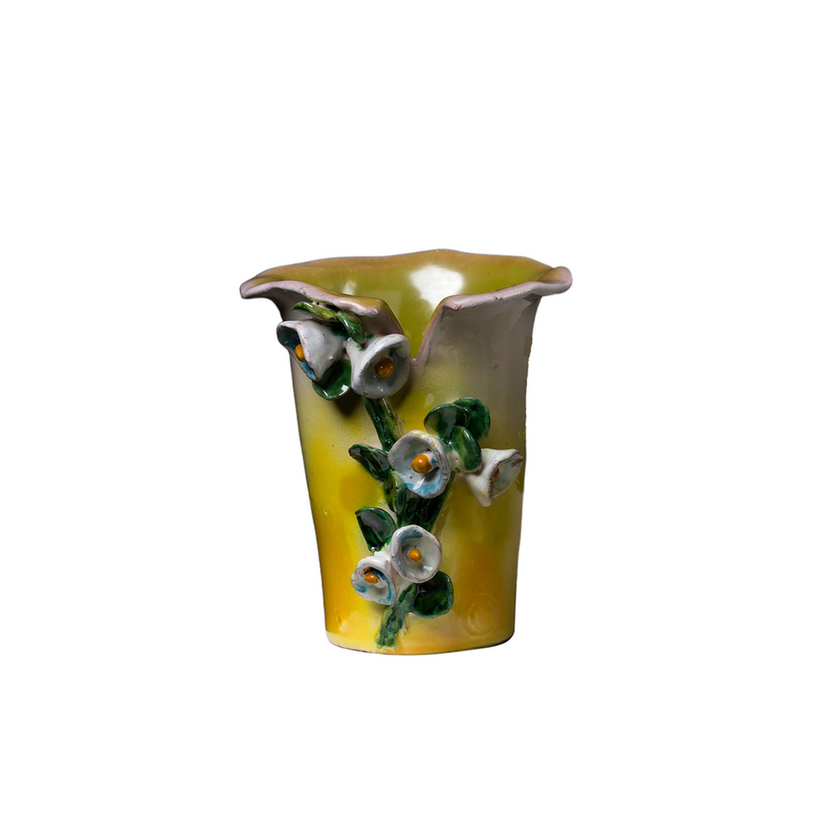 Vases Small White Vase with Blue Bells