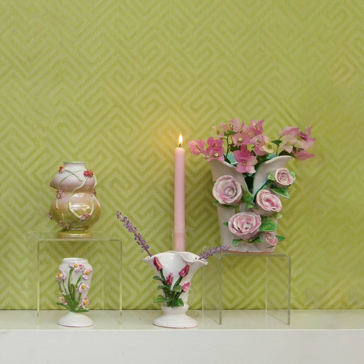 Vases Small White Vase with Pink Tulips