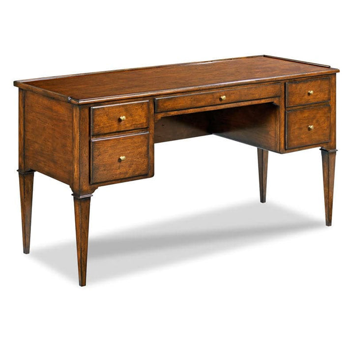 Marseille Writing Desk with Dual File Storage-Woodbridge Furniture-WOODB-2120-10-DesksBordeaux Finish and Brass-1-France and Son