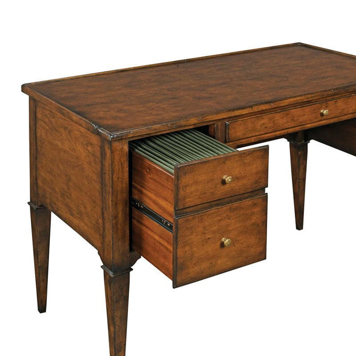 Marseille Writing Desk with Dual File Storage-Woodbridge Furniture-WOODB-2120-10-DesksBordeaux Finish and Brass-2-France and Son