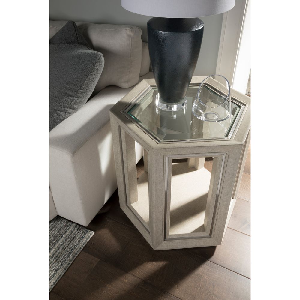 Side Tables Zeitgeist Linen Hexagonal End Table - Antique Linen