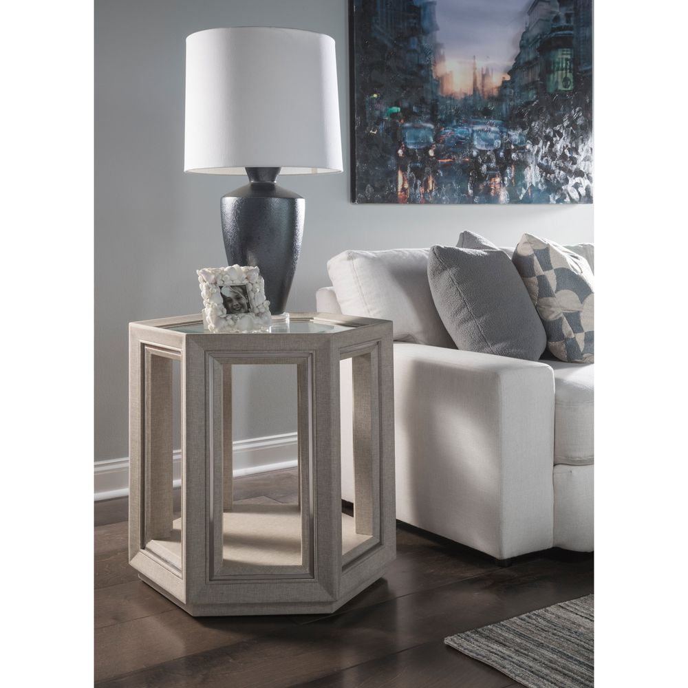 Side Tables Zeitgeist Linen Hexagonal End Table - Antique Linen