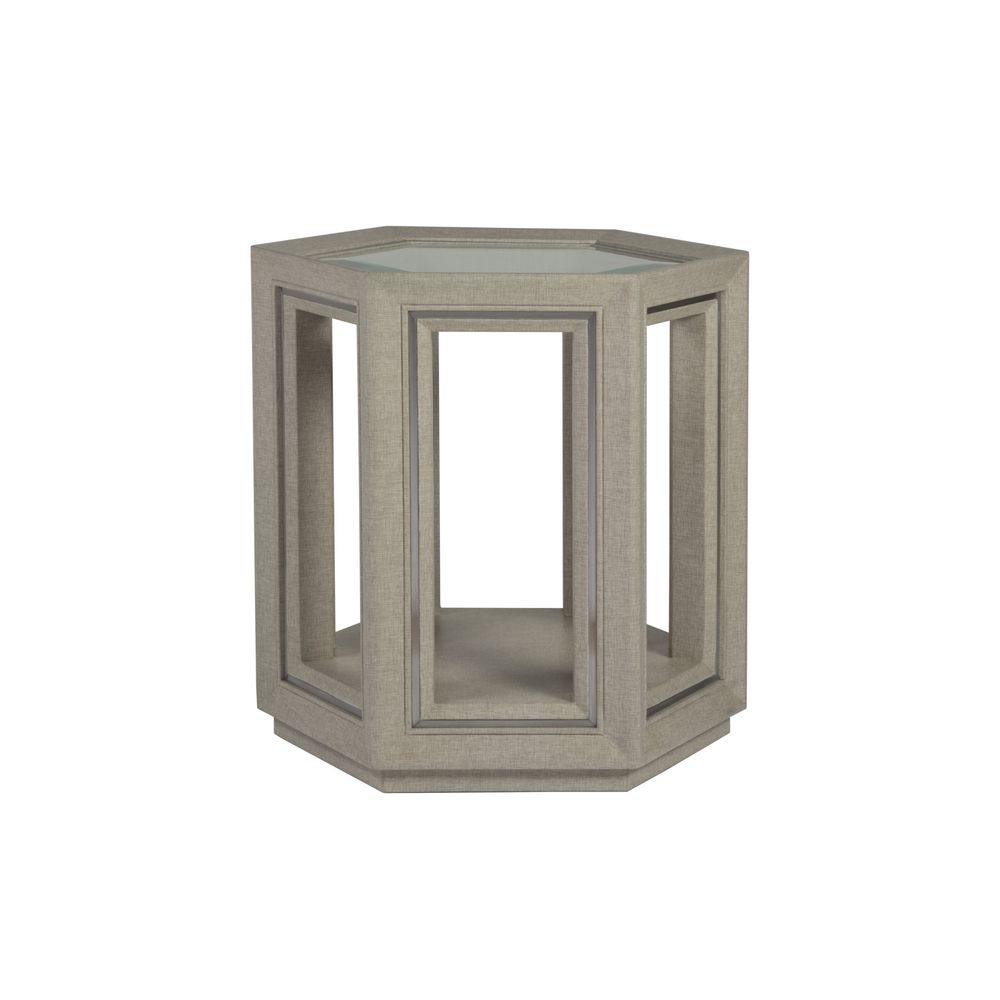 Zeitgeist Linen Hexagonal End Table - Antique Linen