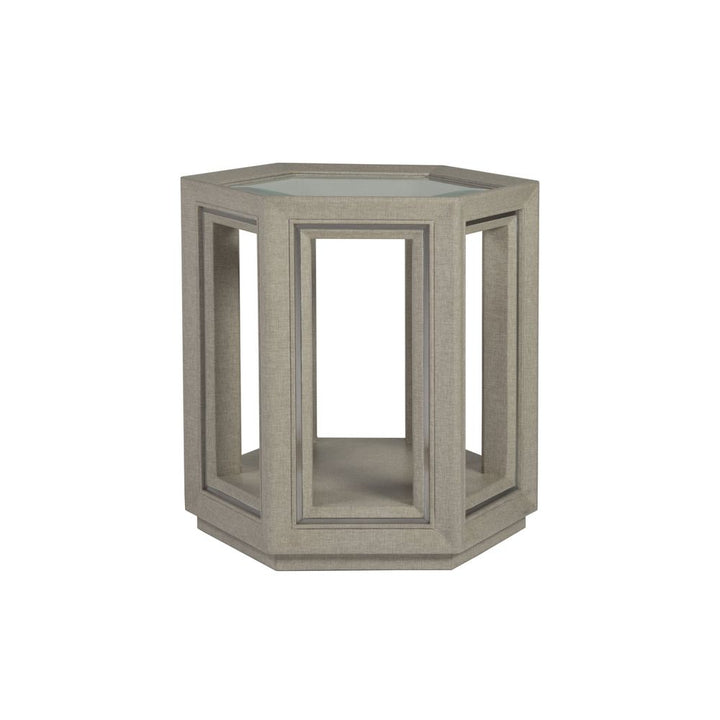 Zeitgeist Linen Hexagonal End Table - Antique Linen