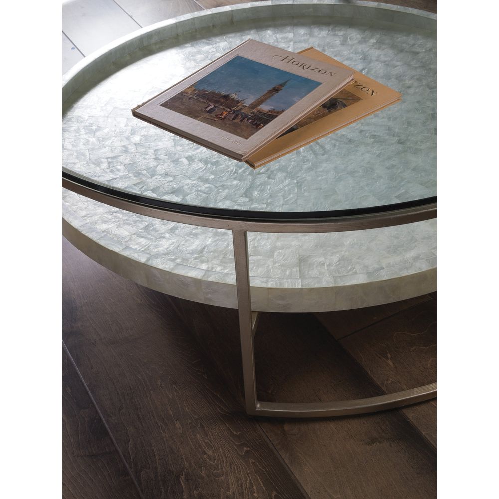 Coffee Tables Cumulus Capiz Large Round Cocktail Table - Champagne