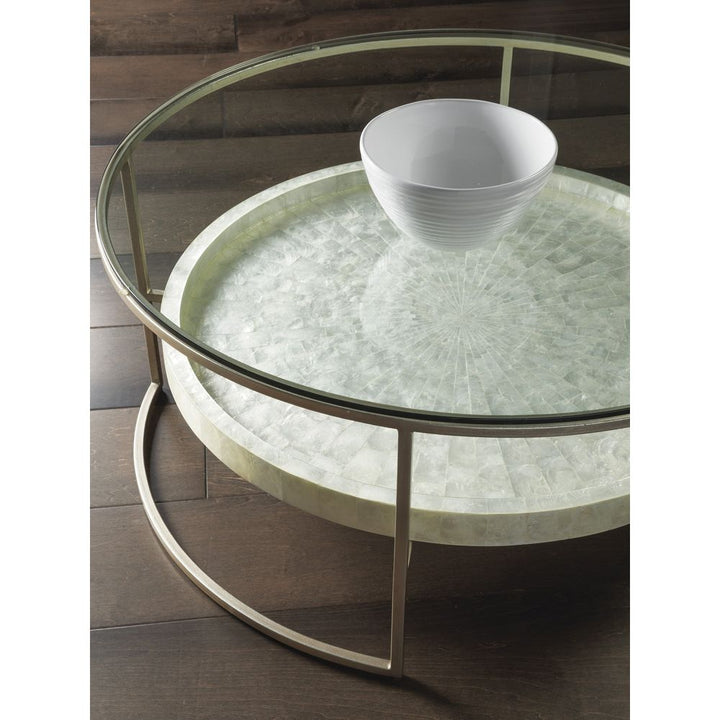 Coffee Tables Cumulus Capiz Round Cocktail Table - Champagne
