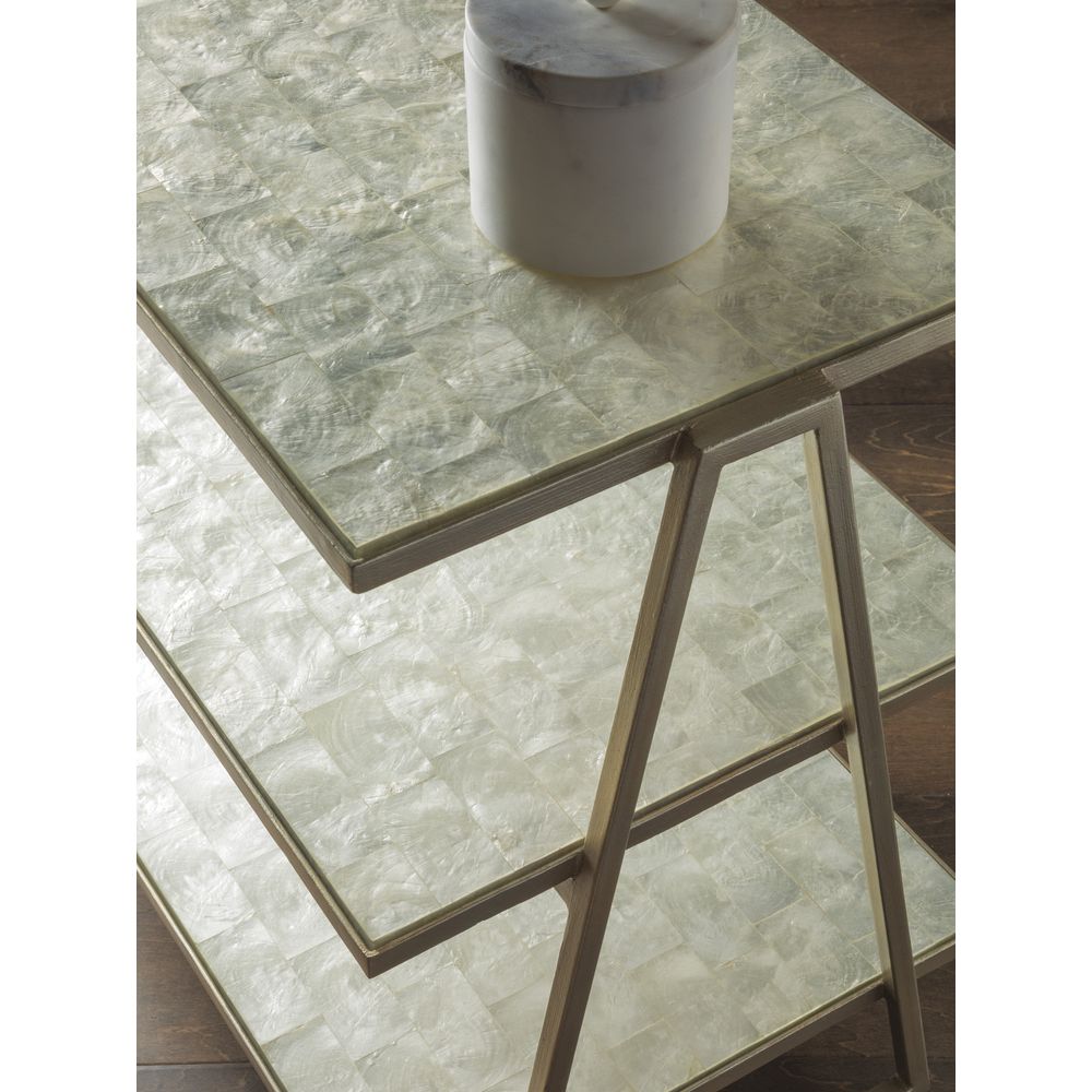 Side Tables Cumulus Capiz Triangular Tier Table - Champagne