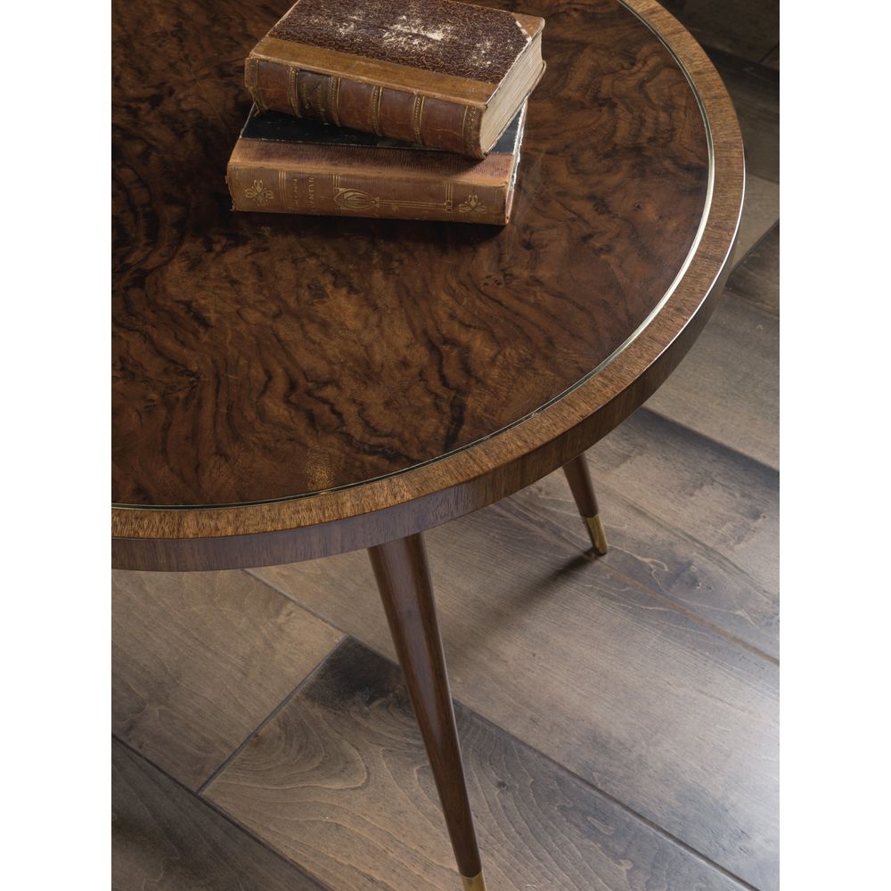 Side Tables Marlowe Round End Table - Rich Clear Dark Brown