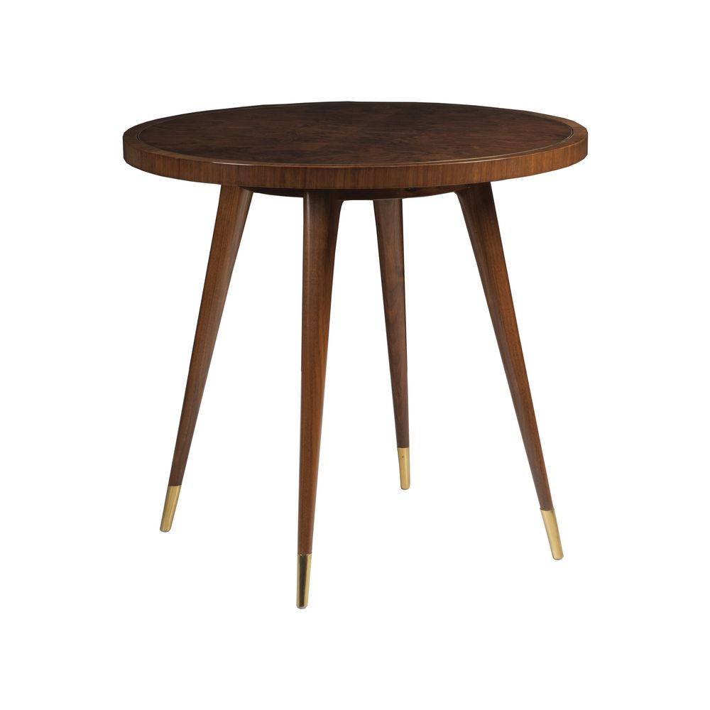 Side Tables Marlowe Round End Table - Rich Clear Dark Brown