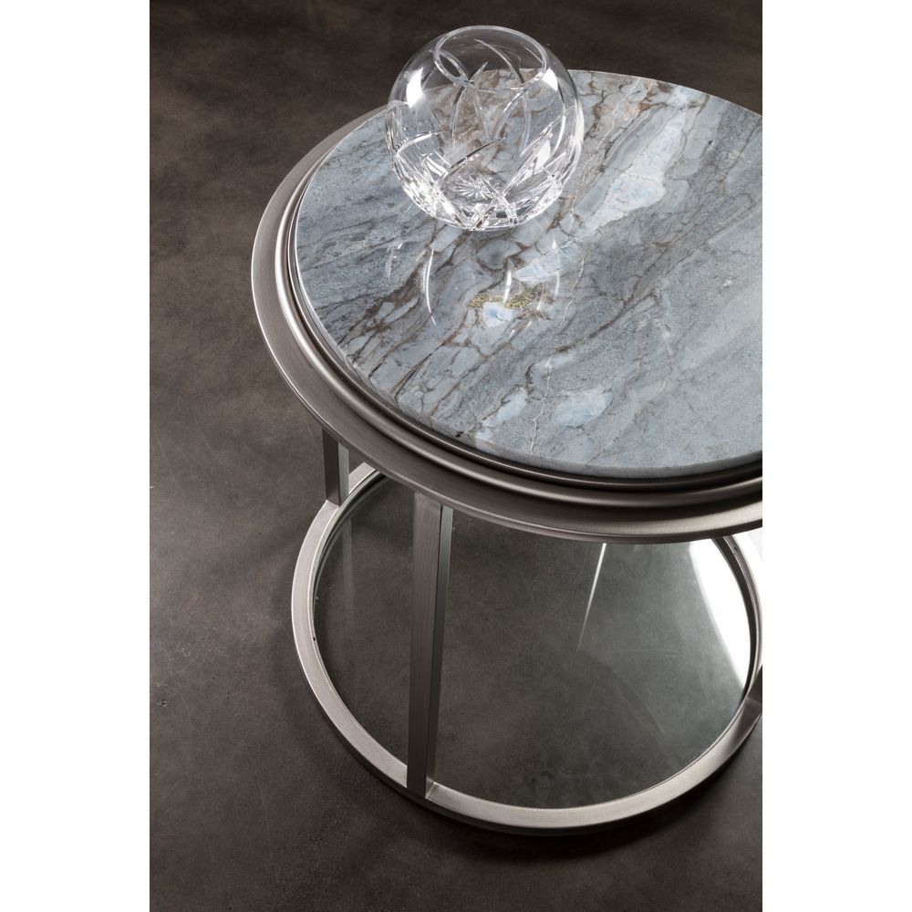 Side Tables Treville Round End Table - Silver Leaf