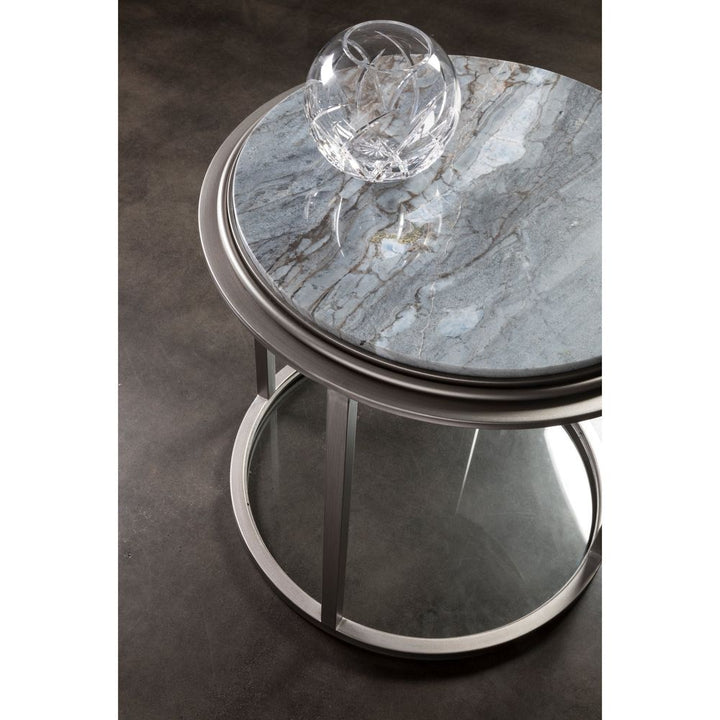 Side Tables Treville Round End Table - Silver Leaf