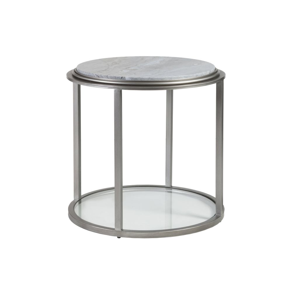 Side Tables Treville Round End Table - Silver Leaf
