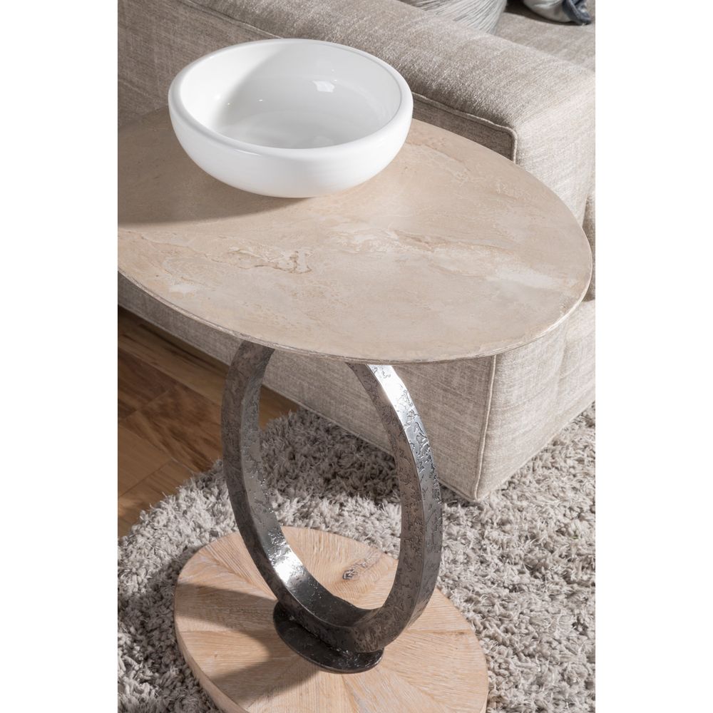 Side Tables Clement Oval Spot Table - Antique Aged White