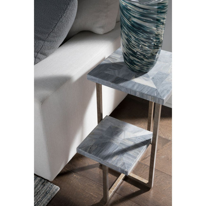 Side Tables Salvo Rectangular Tier Spot Table - Aged Antique Silver