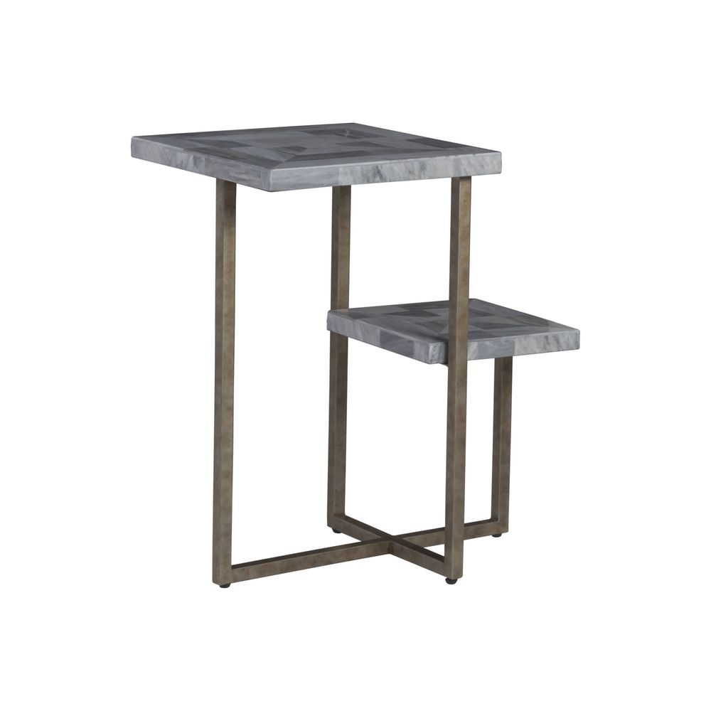Side Tables Salvo Rectangular Tier Spot Table - Aged Antique Silver