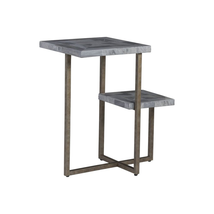 Side Tables Salvo Rectangular Tier Spot Table - Aged Antique Silver