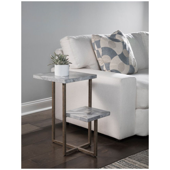 Side Tables Salvo Rectangular Tier Spot Table - Aged Antique Silver