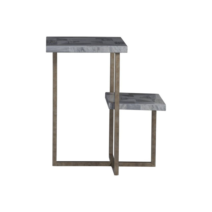 Side Tables Salvo Rectangular Tier Spot Table - Aged Antique Silver