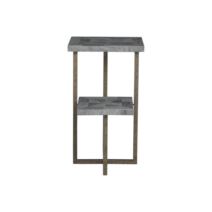 Salvo Rectangular Tier Spot Table - Aged Antique Silver