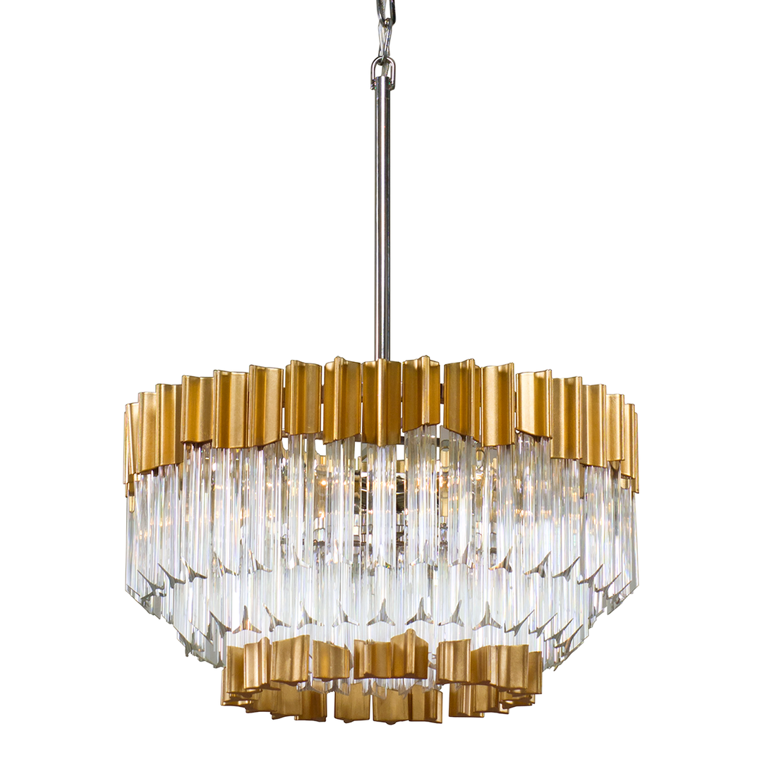 Charisma Chandelier - Gold Leaf W Polished Stainless 5 Lights