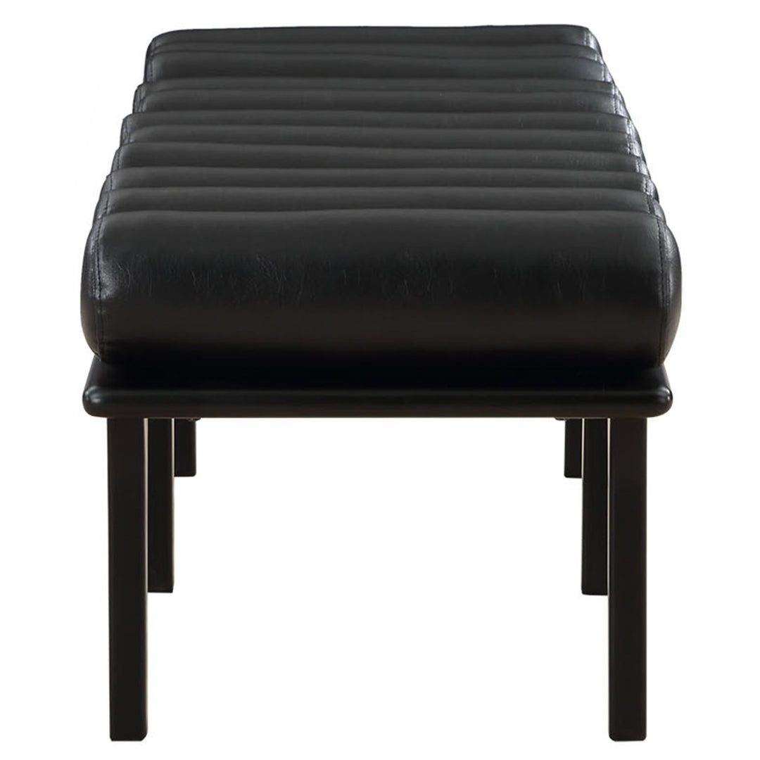 Landon Vegan Leather Upholstered Bench — Black / Black