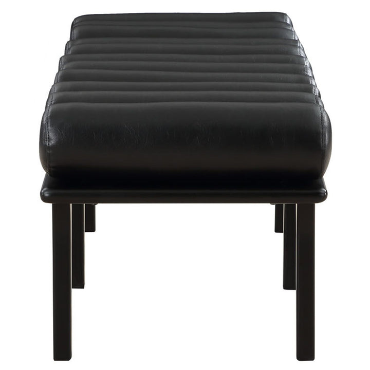 Landon Vegan Leather Upholstered Bench — Black / Black