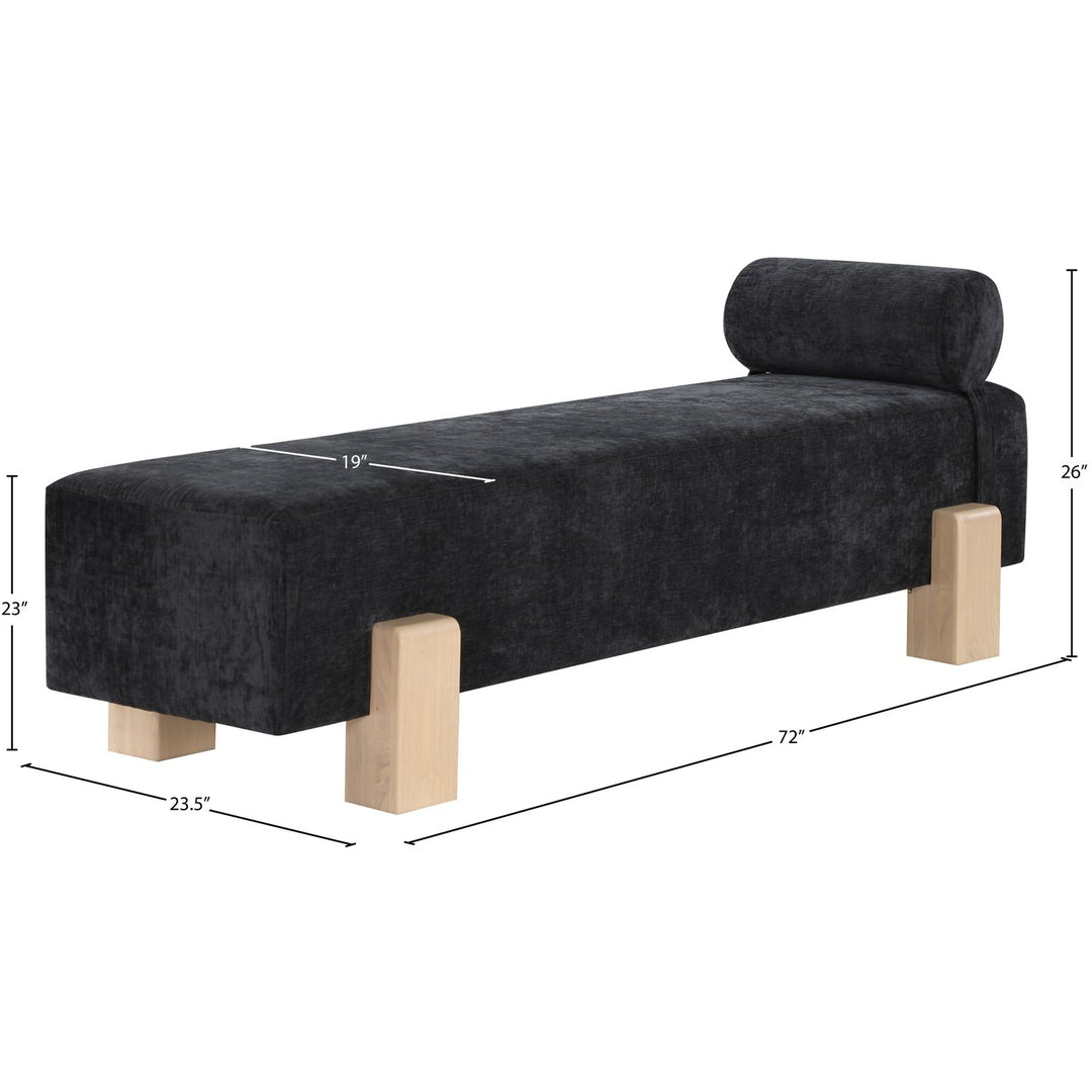 Edison Chenille Fabric Upholstered Bench — Black / Natural