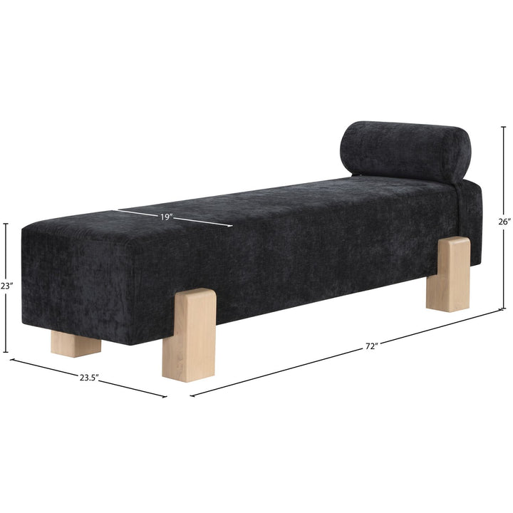 Edison Chenille Fabric Upholstered Bench — Black / Natural