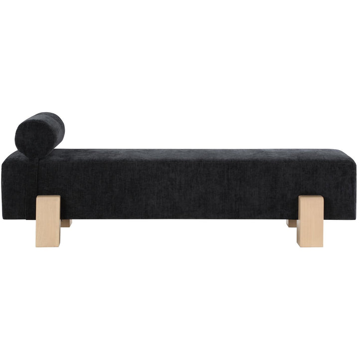 Edison Chenille Fabric Upholstered Bench — Black / Natural