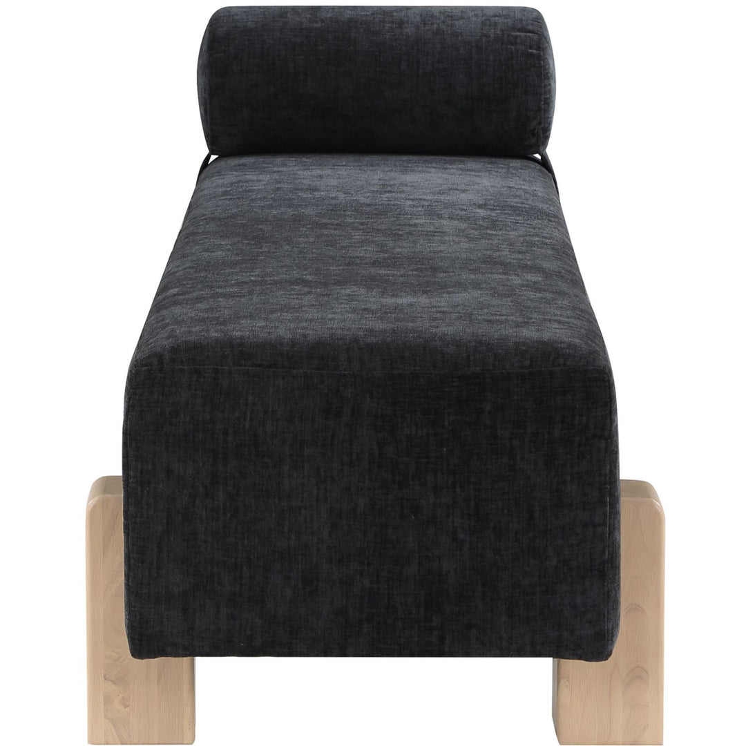 Edison Chenille Fabric Upholstered Bench — Black / Natural