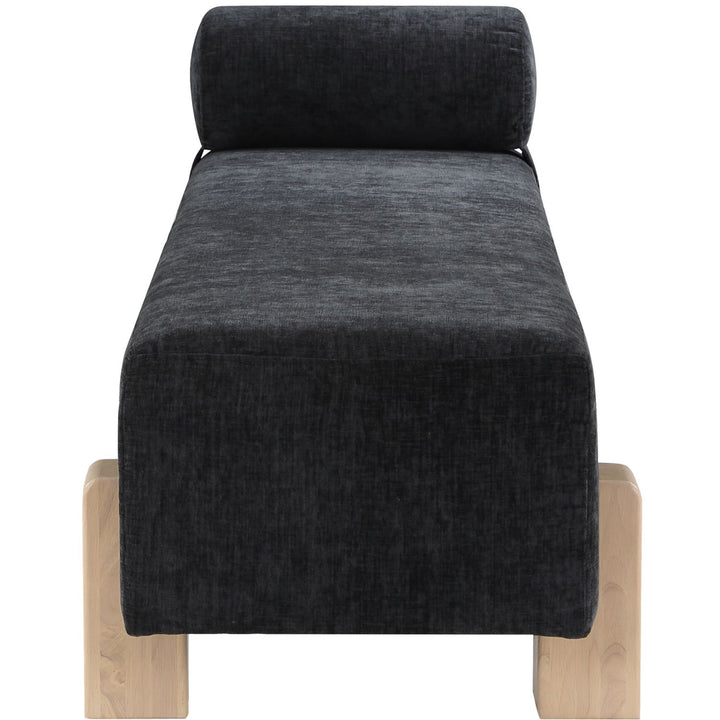 Edison Chenille Fabric Upholstered Bench — Black / Natural