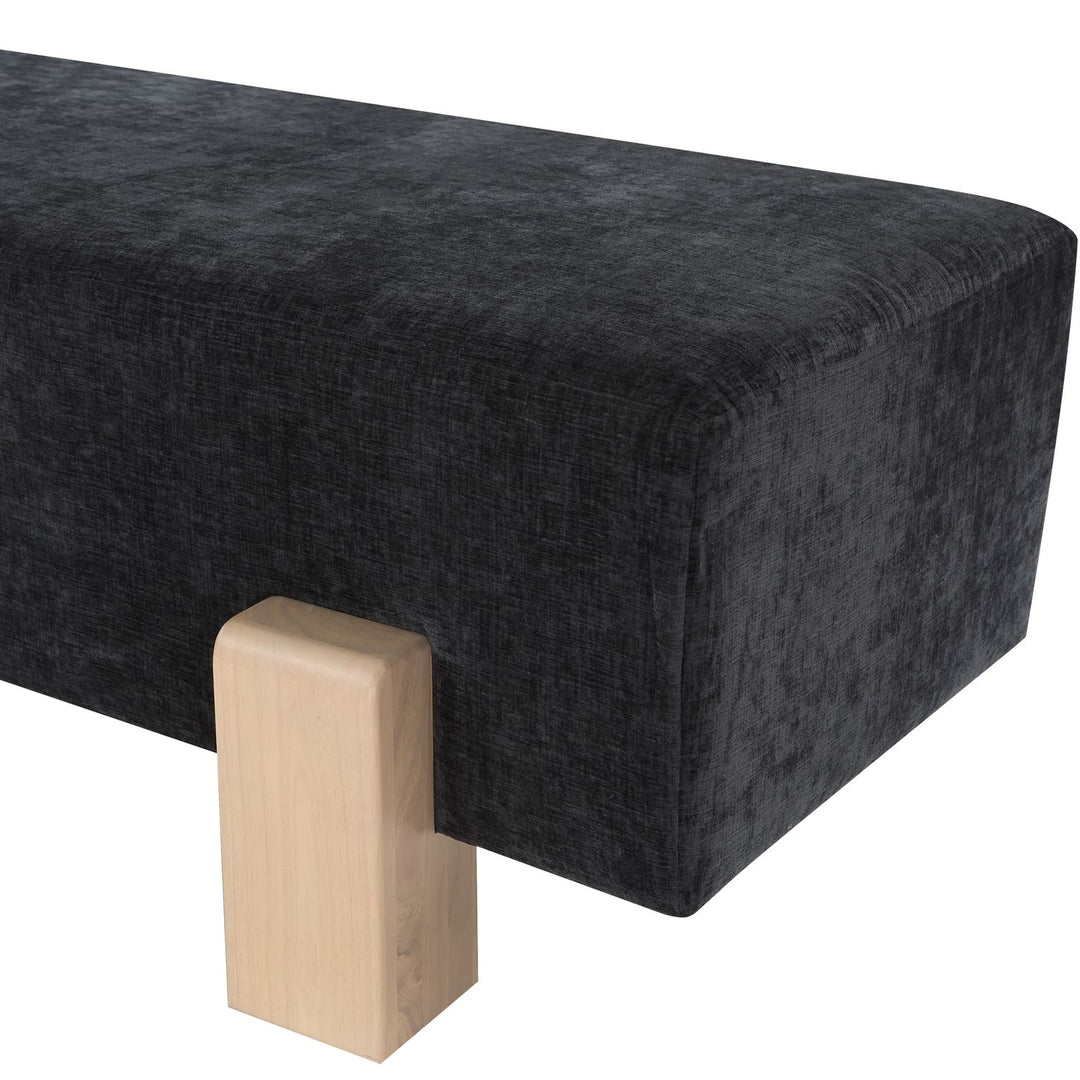 Edison Chenille Fabric Upholstered Bench — Black / Natural