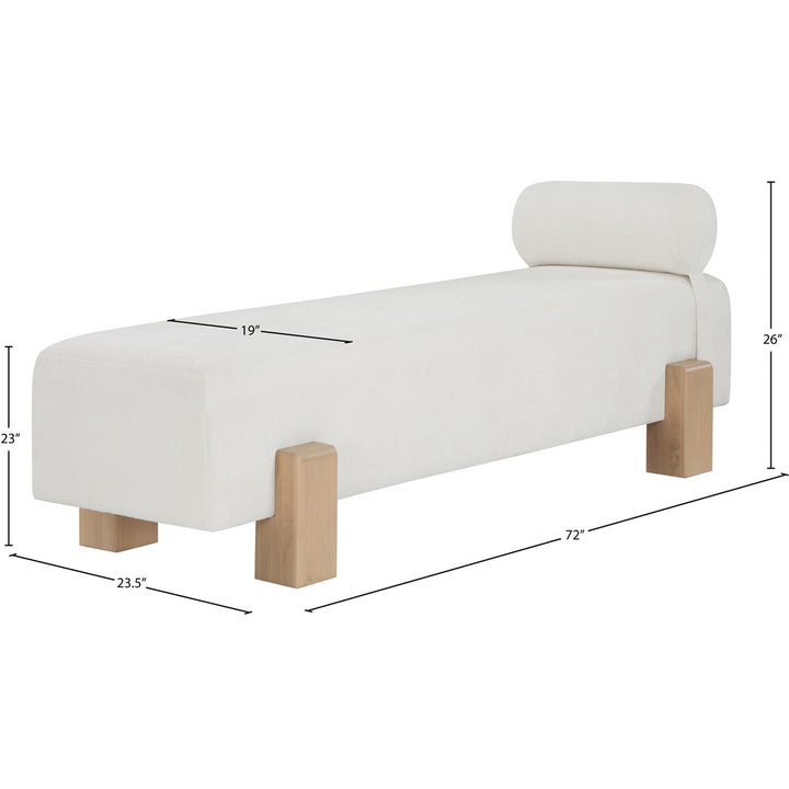 Edison Chenille Fabric Upholstered Bench — Cream / Natural