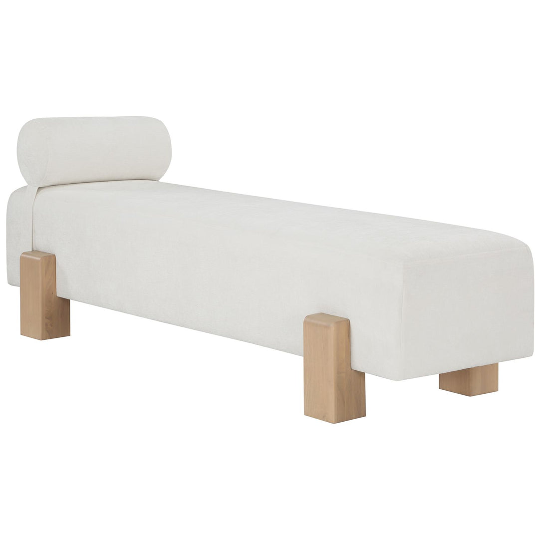 Edison Chenille Fabric Upholstered Bench — Cream / Natural