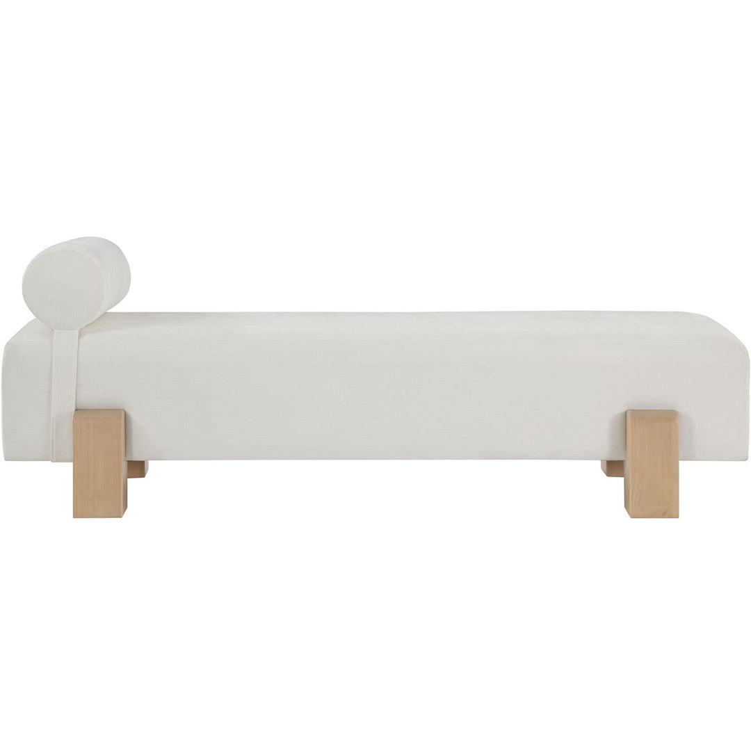 Edison Chenille Fabric Upholstered Bench — Cream / Natural