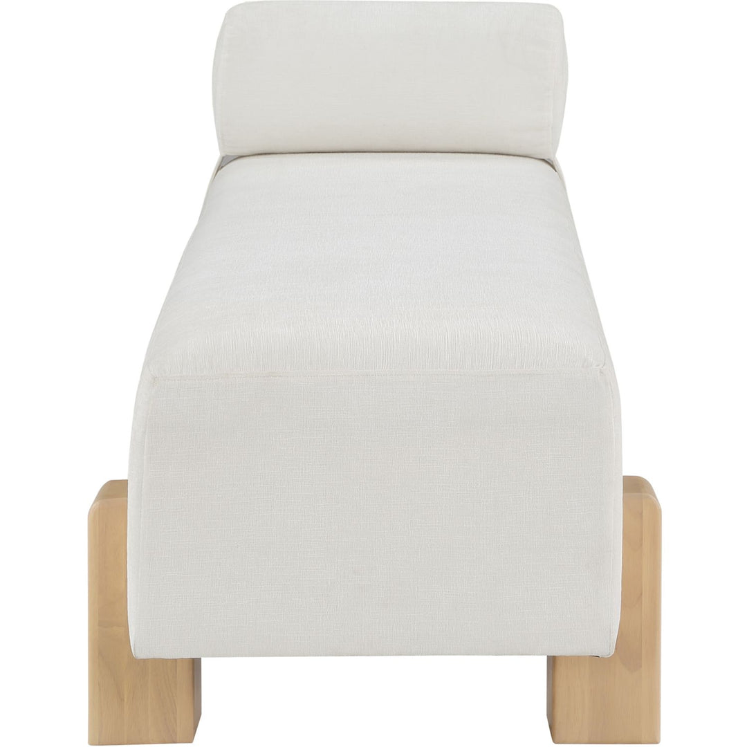 Edison Chenille Fabric Upholstered Bench — Cream / Natural