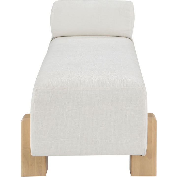 Edison Chenille Fabric Upholstered Bench — Cream / Natural