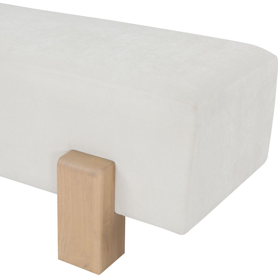 Edison Chenille Fabric Upholstered Bench — Cream / Natural