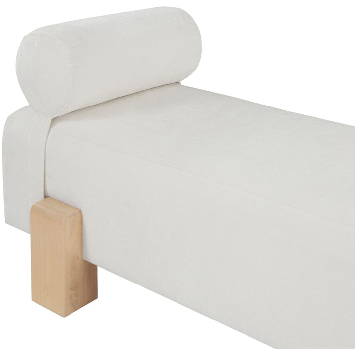 Edison Chenille Fabric Upholstered Bench — Cream / Natural