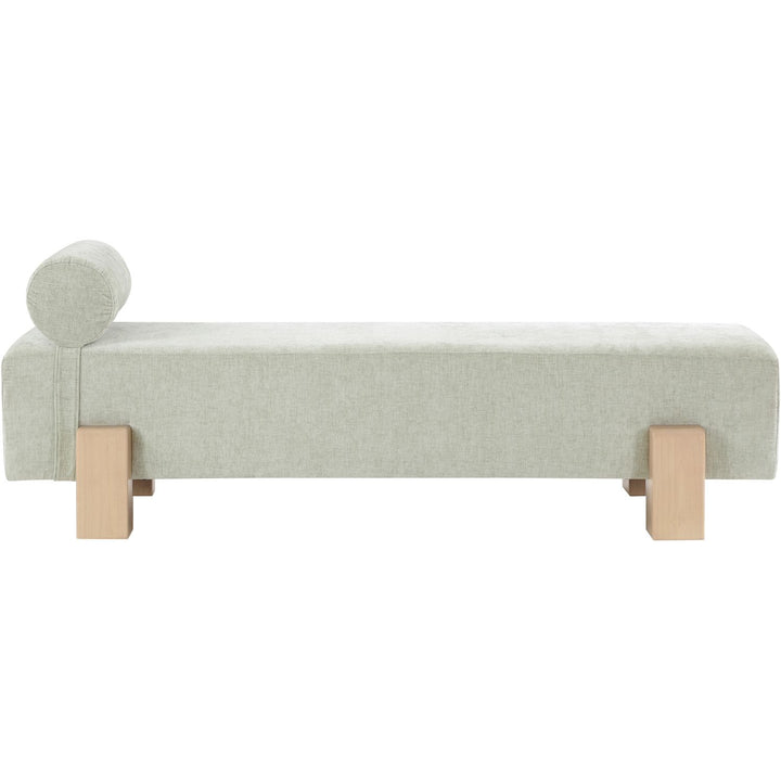 Edison Chenille Fabric Upholstered Bench — Mint Green / Natural