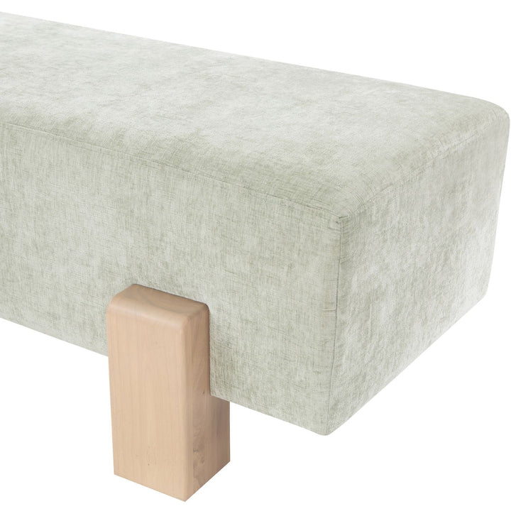 Edison Chenille Fabric Upholstered Bench — Mint Green / Natural