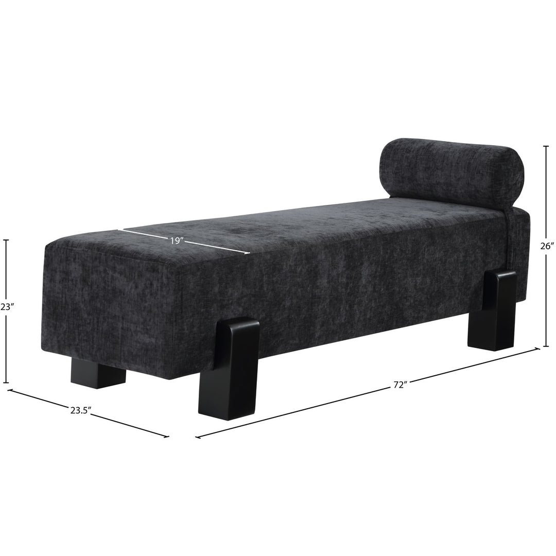 Edison Chenille Fabric Upholstered Bench — Black / Black