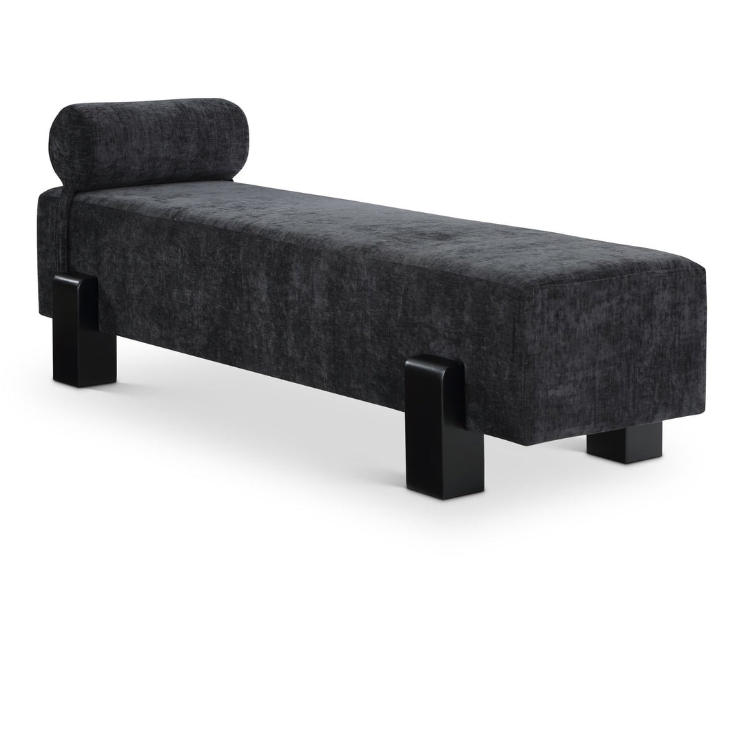Edison Chenille Fabric Upholstered Bench — Black / Black