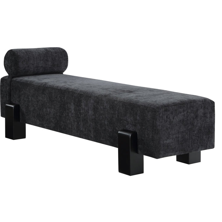 Edison Chenille Fabric Upholstered Bench — Black / Black