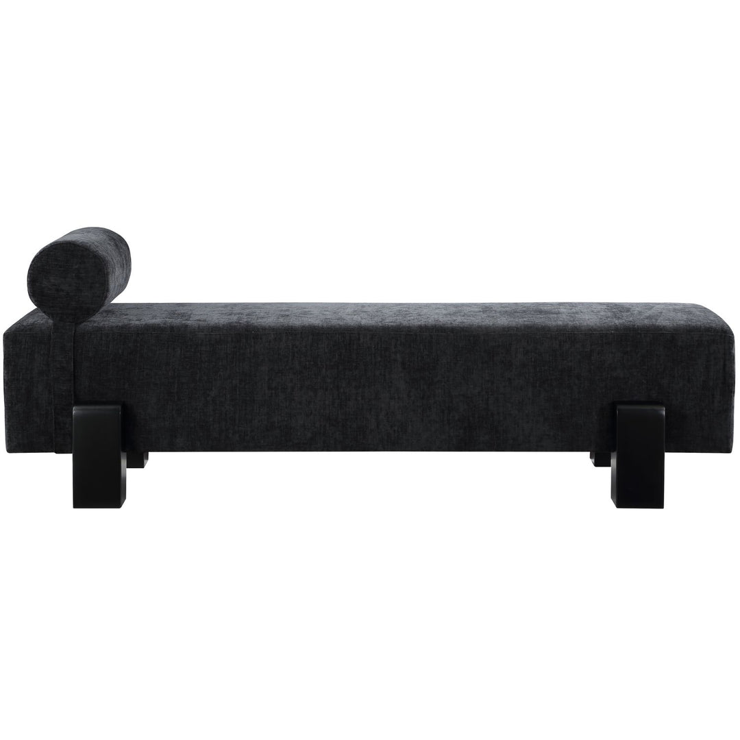 Edison Chenille Fabric Upholstered Bench — Black / Black