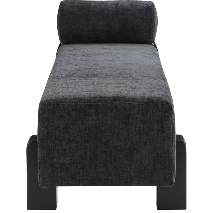 Edison Chenille Fabric Upholstered Bench — Black / Black