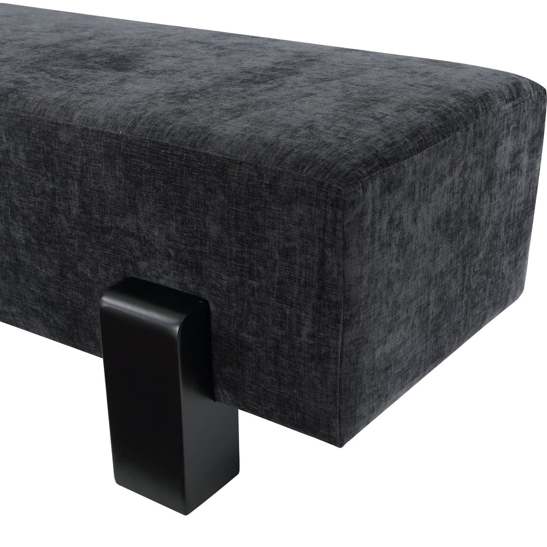 Edison Chenille Fabric Upholstered Bench — Black / Black
